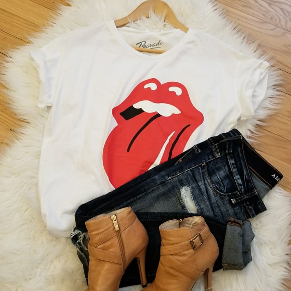 Bravado Tops - Rolling Stones Tonque T-Shirt Top, Shirt and Tees